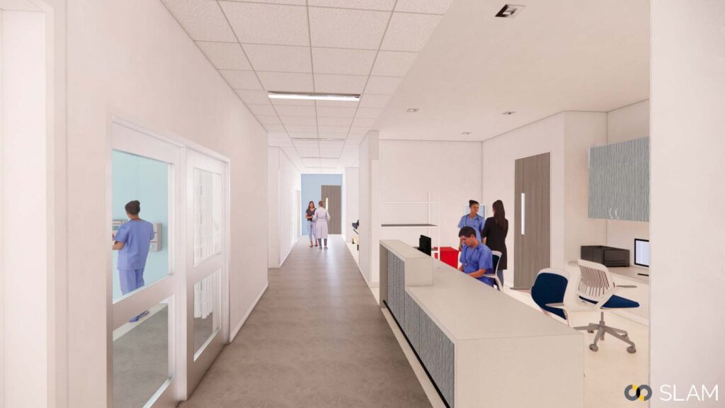 School of Nursing and Health Sciences Facilities rendering - front desk